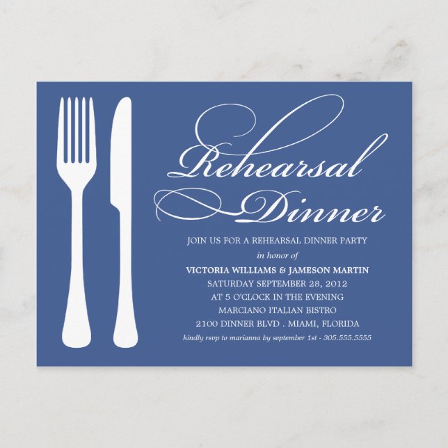 NAVY FLATWARE | REHEARSAL DINNER INVITE (Front)