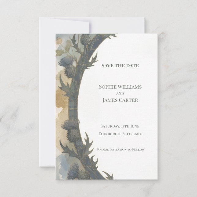 Navy Floral Arch Save The Date Card (Front)