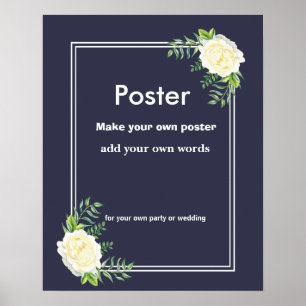 Navy Floral Create your own poster print