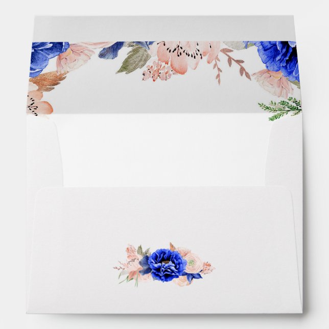 Navy Floral Elegant Wedding Envelopes (Back (Bottom))