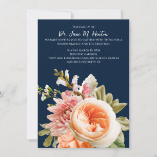 Navy Floral Funeral Memorial Announcement 011124B