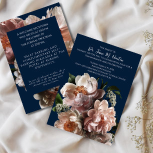 Navy Floral Funeral Memorial Announcement 011124C