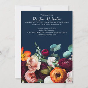 Navy Floral Funeral Memorial Announcement 011124F