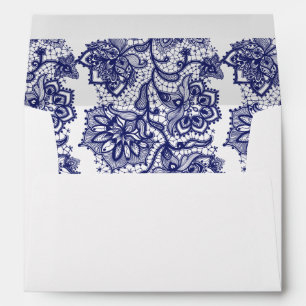 Navy Floral Lace Elegant Wedding Envelopes