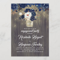 Navy Floral Mason Jar Rustic Engagement Party
