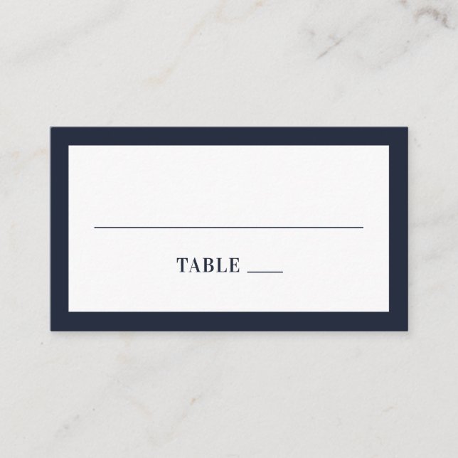 Navy floral modern wedding. Blue elegant flowers Place Card (Front)
