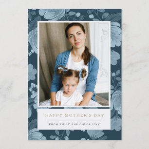 Navy Floral Mother's Day Card