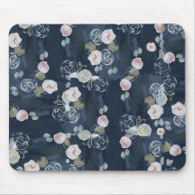 Navy Floral Mousepad