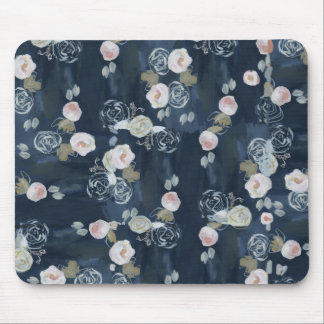 Navy Floral Mousepad