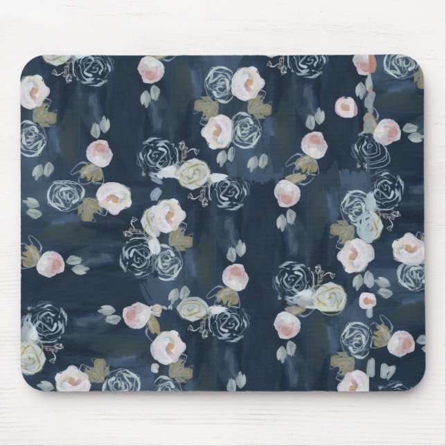 Navy Floral Mousepad (Front)