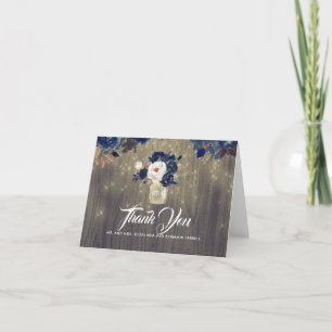 Navy Floral Rustic Wedding Thank You