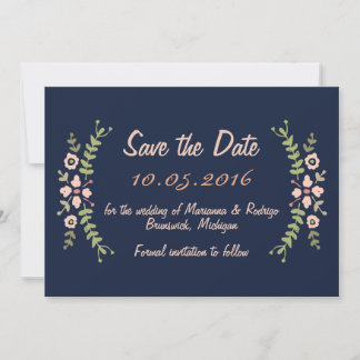 Navy Floral Save the Date