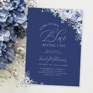 Navy Floral Something Blue Bridal Shower Invitation