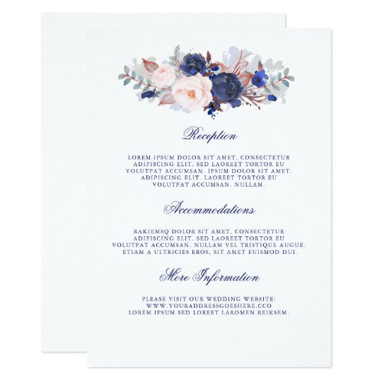Navy Floral Wedding Information Guest Card