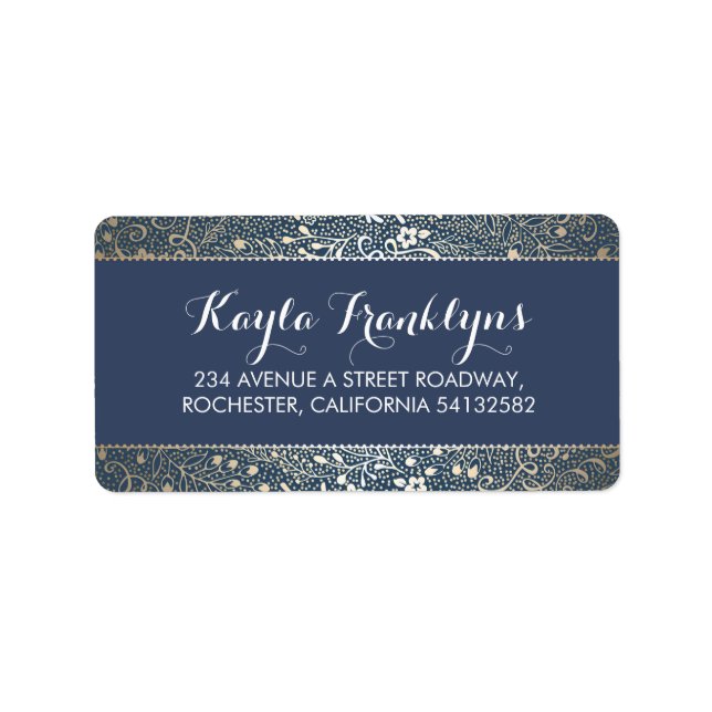 navy floral wedding label (Front)