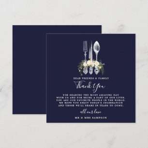 navy floral wedding thank you reception card