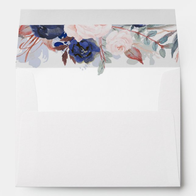 Navy Florals Boho Chic Wedding Envelopes (Back (Bottom))