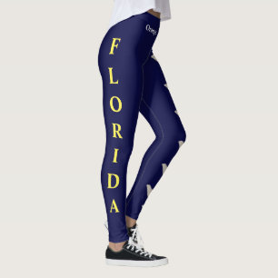 Navy Florida State Flower Orange Blossom Leggings