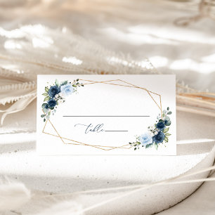 Navy Flowers, Blue Flowers, Boho, Floral Wedding Place Card