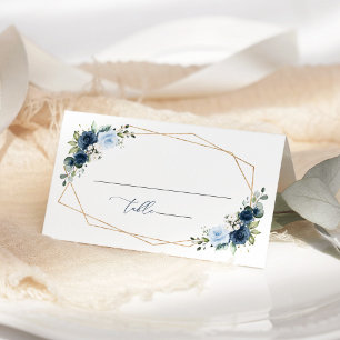 Navy Flowers, Blue Flowers, Boho, Floral Wedding Place Card
