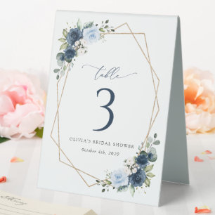 Navy Flowers, Blue Flowers, Boho, Table Numbers
