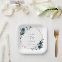 Navy Flowers, Blue Flowers, Greenery, Baby Shower