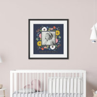 Navy Foil Floral Girl's Nursery Photo Art Print
