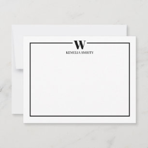 Navy Formal Monogram Family Note Card
