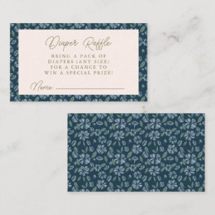 Navy Frost Bloom Floral Baby Shower Diaper Raffle Enclosure Card
