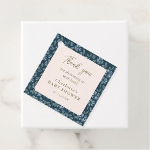 Navy Frost Bloom Floral Baby Shower Thank You Favour Tags