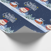 Navy Fun Santa Claus Illustrated Merry Christmas 