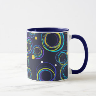 Navy funky circle patterned mug