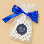 Navy Funny Retire Mints Retirement Party Favour Classic Round Sticker<br><div class="desc">A funny play on words party favour sticker for a retirement party, this design is used on packaged candy mints. The text template includes the Guest of Honour's name and the words "Retire Mints". A cute, tongue-in-cheek idea for fun party favours at your celebration, you can put the stickers on...</div>