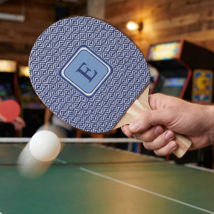 Navy Geometric Chevron Monogram Design Ping Pong Paddle
