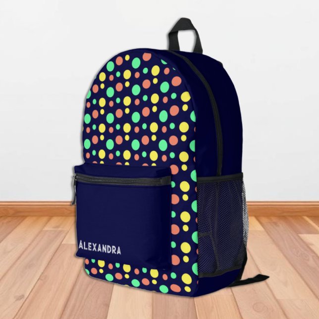 Navy Geometric Pattern Printed Backpack (Creator Uploaded)