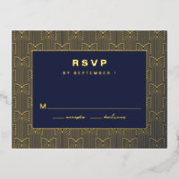Navy Geometric RSVP Card
