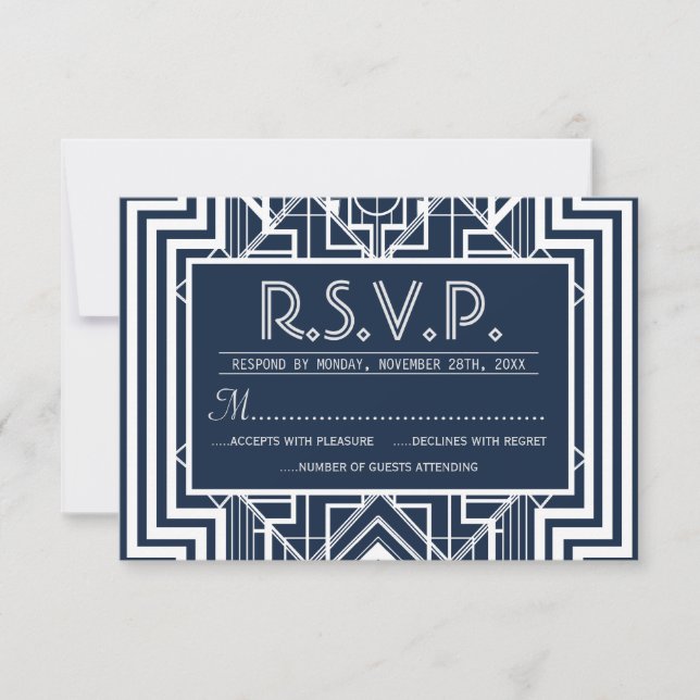 Navy Geometric RSVP Cards (Front)