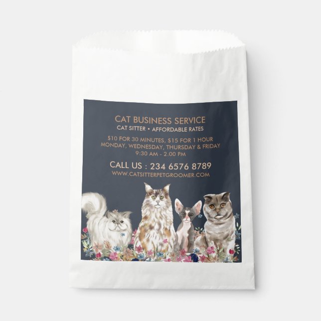Navy Gift Cat Sitter Service Pet Groomer Favour Bag (Front)
