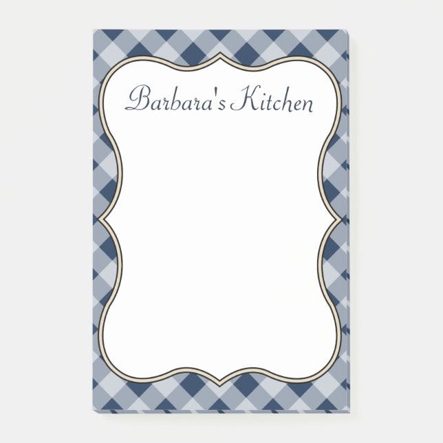 Navy Gingham Kitchen Notepad (Front)