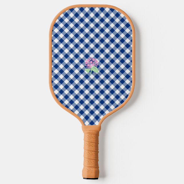 navy gingham pickleball paddle (Back)
