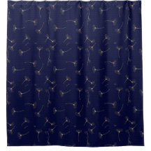 Navy Ginkgo Shower Curtain