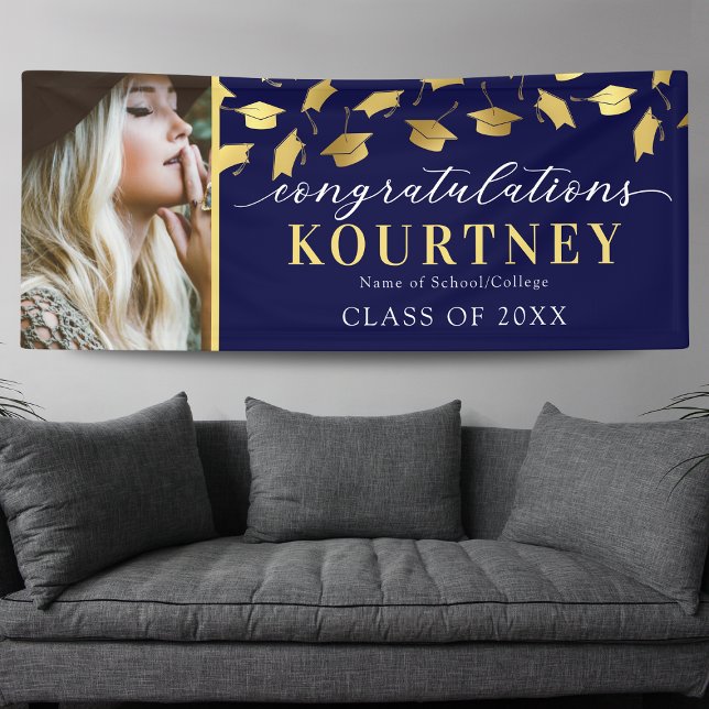 Navy Gold 2025 Graduation Photo Banner (Creator Uploaded)