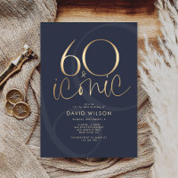 Navy Gold 60 and Iconic Birthday Party Invitation