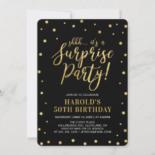 Navy & Gold   Adult 50th Surprise Birthday Party Invitation
