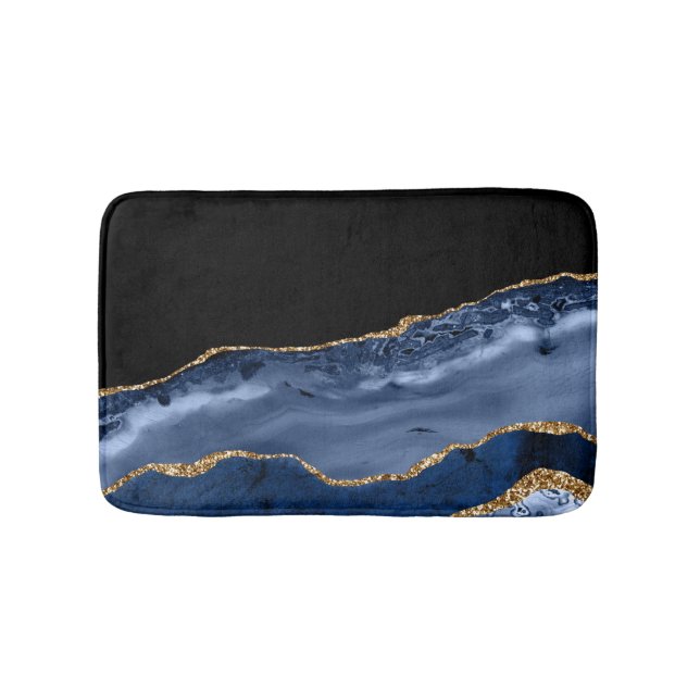 Navy & Gold Agate Bath Mat (Front)