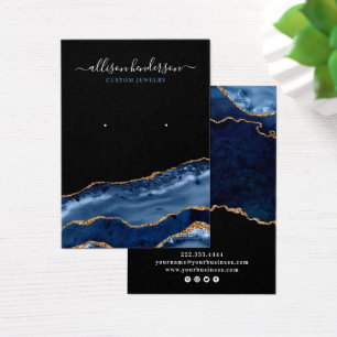 Navy & Gold Agate Geode Earring Display Card