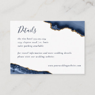 Navy Gold Agate Geode Marble Wedding Enclosure Card