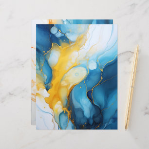 Navy & Gold Alcohol Ink Paper Craft Cardstock