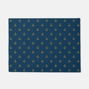 Navy Gold Anchor Pattern Doormat