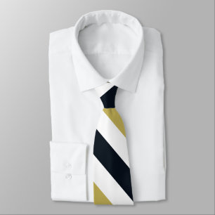 Navy Gold and White University Stripe Tie